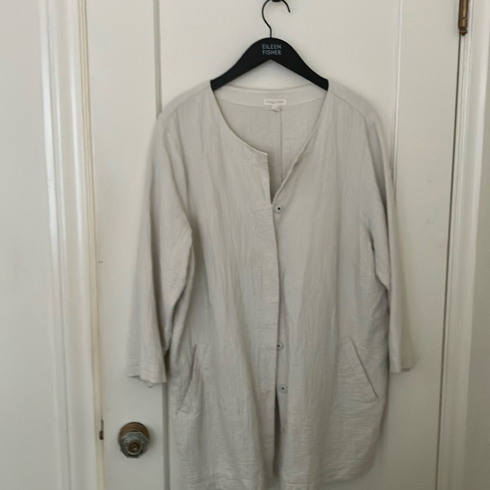 Eileen FisherTextured Cream long Jacket size 1X